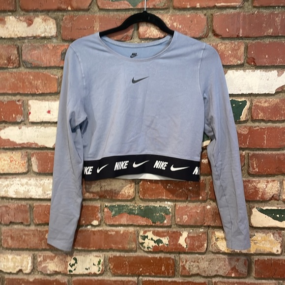 Nike NSW Crop Tape Top in Ashen Slate & Black NWT - Picture 4 of 6